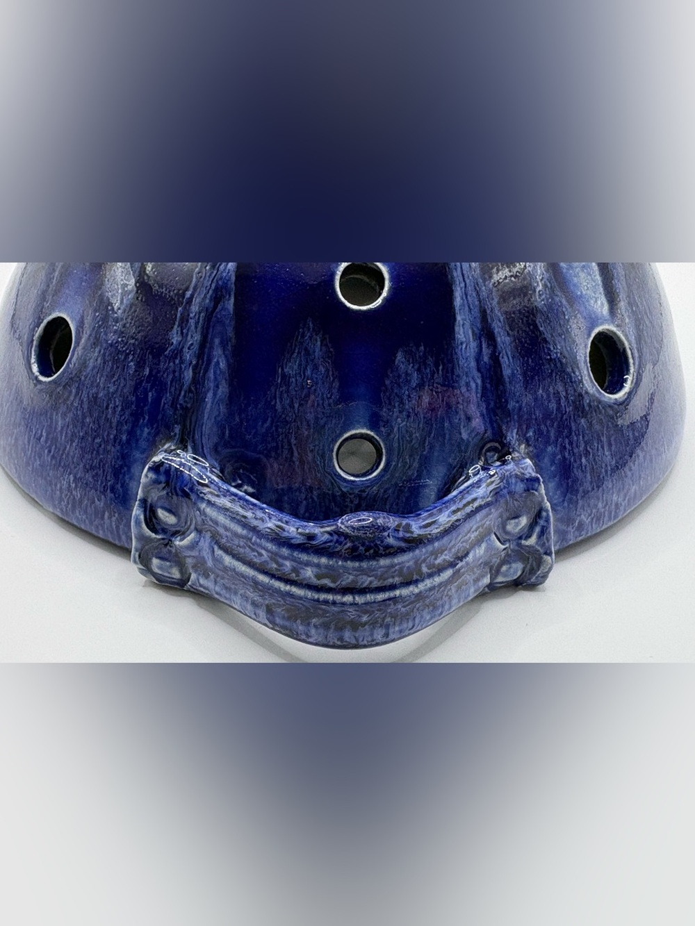 Handmade Pottery Berry Colander, Blue - Picture 8 of 9
